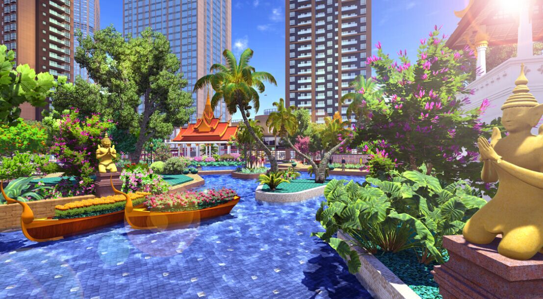 东南亚地区的景观图,当地建筑特色,人文服饰特