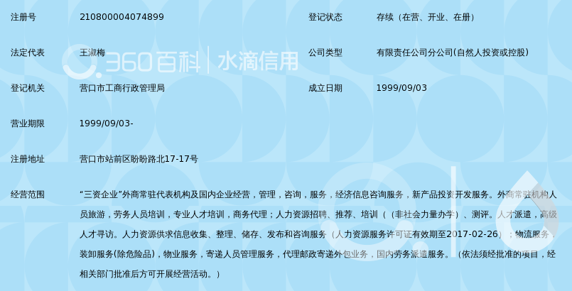 辽宁省外商企业服务有限公司营口分公司_360