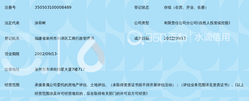 厦门均和房地产土地评估咨询有限公司泉州分公