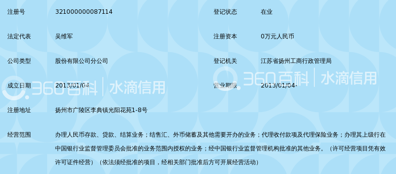 中国建设银行股份有限公司扬州北洲支行_360