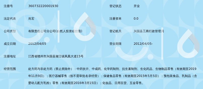 兴国欣邦大药房零售连锁有限公司凤凰一分店_