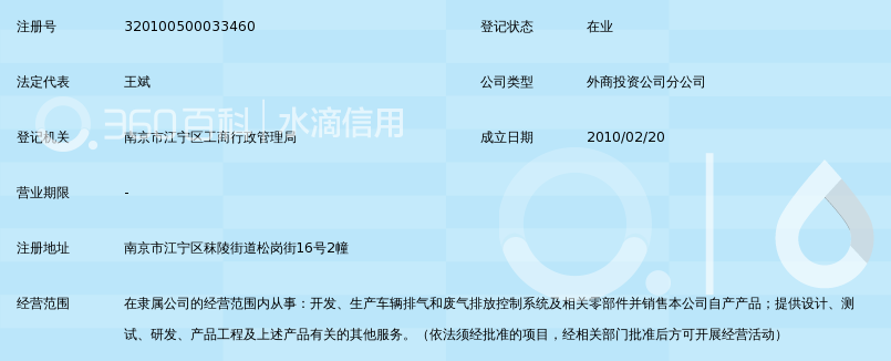 上海天纳克排气系统有限公司南京分公司