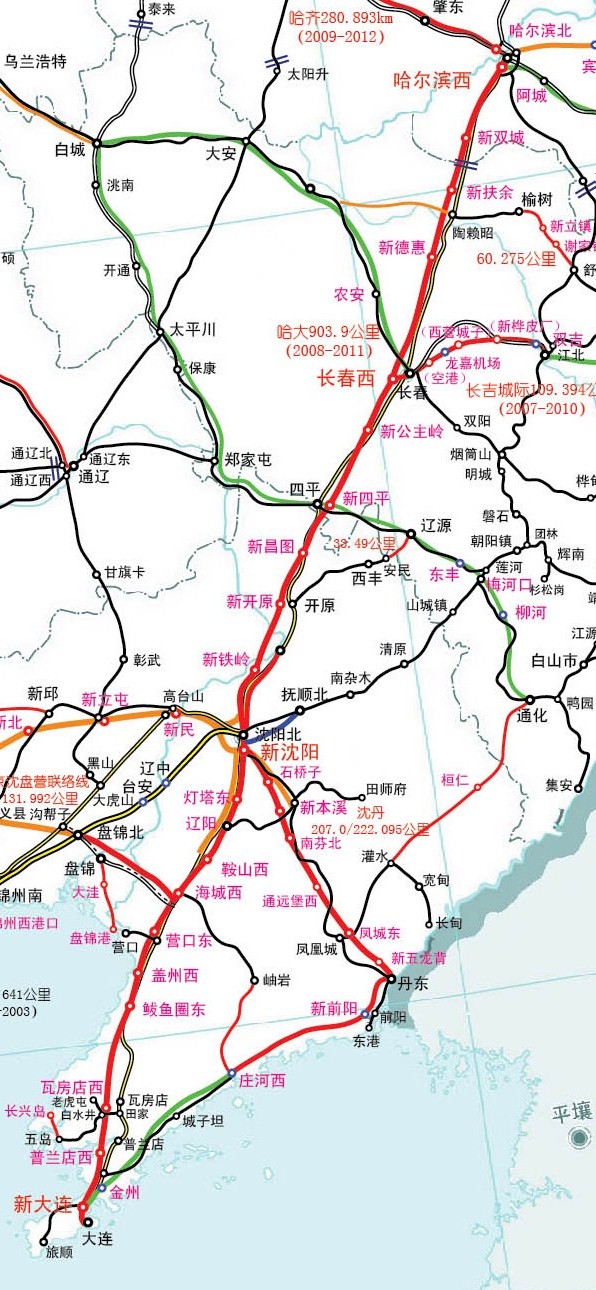 哈大高铁线路图